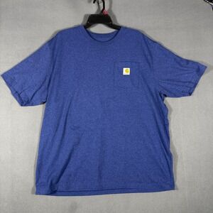 Carhartt T-Shirt Mens XL Blue Loose Fit Short Sleeve Pocket Workwear Tee